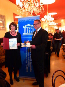 Wiener Kaffeehauskultur als UNESCO-Kulturerbe. Eva Nowotny und Maximilian Platzer. Foto: oepb