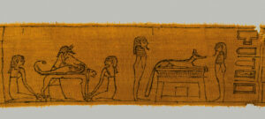 Mumienbinde mit Anubis, Leinen Ptolemäische Zeit. Foto: Österr. Nationalbibliothek 