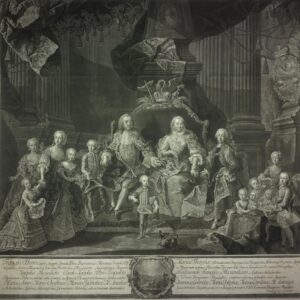 Maria Theresia im Familienkreis, Mezzotinto von Johann Gottfried Haid nach Gemälde von Martin van Meytens, 1760. Foto: Österreichische Nationalbibliothek 