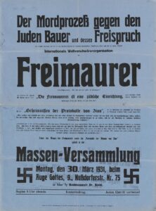 Der Mordprozeß gegen den Juden Bauer […], Plakat, 1931. Foto: Österreichische Nationalbibliothek